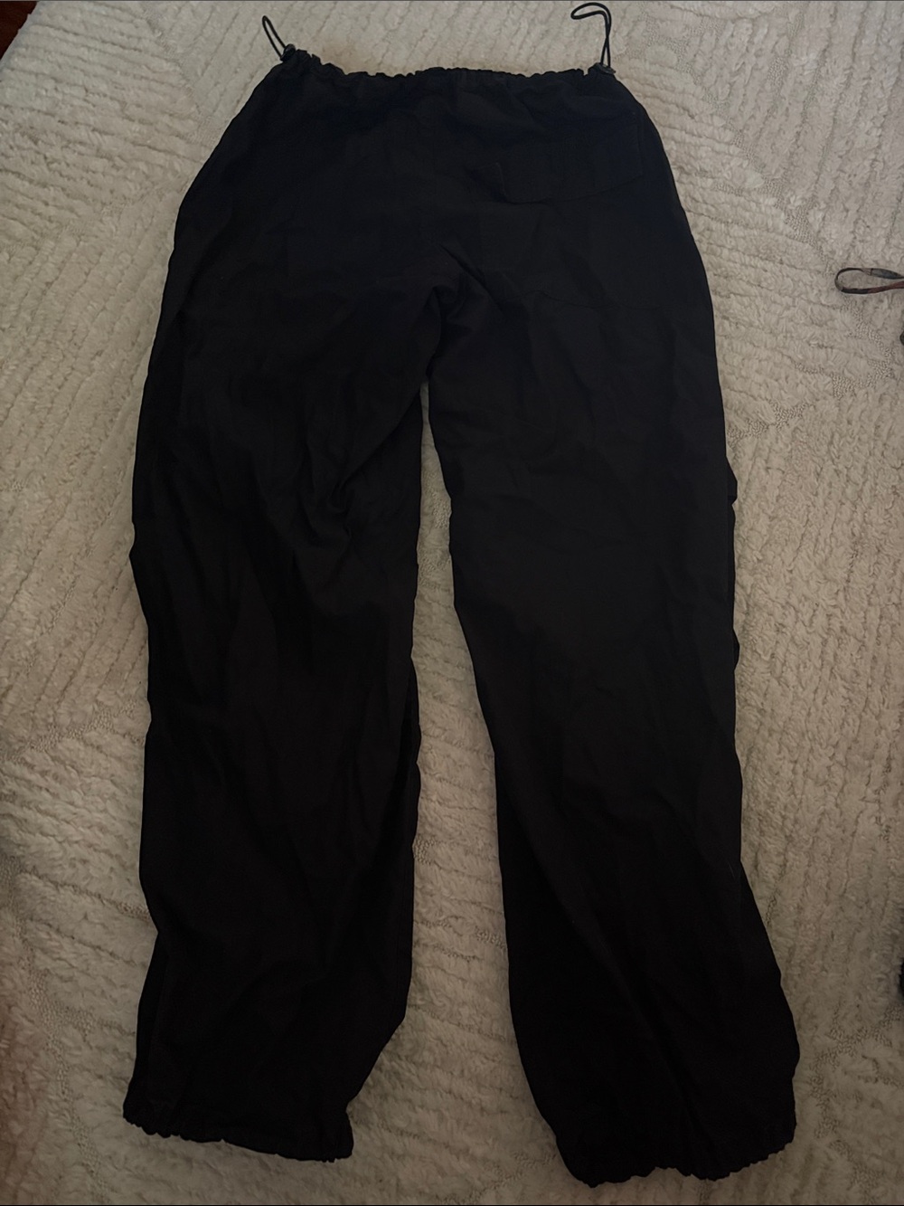 Black Parachute Adjustable Waist Pants